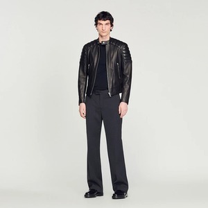 Chaqueta de Motociclista de Cuero Genuino Negro para Hombre, a la Moda, Elegante, Nueva, de Piel de Oveja, Talla Personalizada, Regular, Impermeable y Cortavientos - Product Image 4