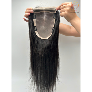 Vendedores de cabello de la mejor calidad 100% Cabello humano Topper Color negro 6X8 pulgadas Hecho de cabello natural humano virgen sin procesar Topper - Product Image 1