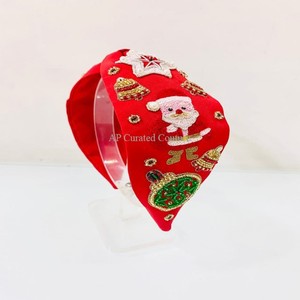 <b>Beaded</b> <b>Headband</b> Christmas Designer Knotted Hand <b>Beaded</b> and Jeweled Holiday Hair Accessories for Women Manufacturer in India - Product Image 5