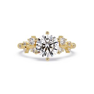 Bagues de fiançailles solitaires en diamant de laboratoire rond, inspirées de la nature, en or jaune 14 carats, certifiées IGI, bijoux de mariée personnalisés, vente en gros - Product Image 1