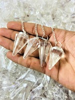 Péndulo de Cuarzo Cristalino Natural Facetado de Alta Calidad, Gema Curativa, Cono Transparente, Energía Espiritual, Sanación, Adivinación, Hecho a Mano