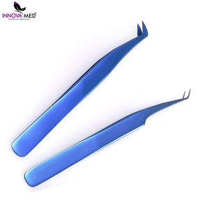 Nouvelle gamme de pinces à épiler pour extensions de cils en acier inoxydable Belle pointe en fibre de grande quantité de couleur plasma disponible Emballage personnalisé - Product Image 5