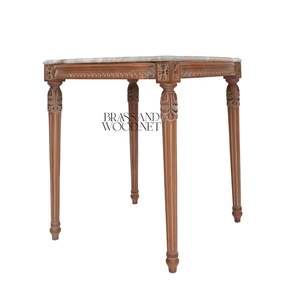 Mesa Auxiliar Cuadrada Neoclásica de Lujo con Tapa de Mármol Gris Premium y Marco de Madera de Caoba Tallado a Mano para Decoración de Palacios - Product Image 3
