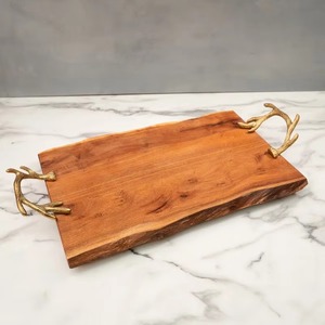 Plateau en bois du fabricant indien avec poignées en métal pour usage domestique et fournitures de restaurant nouveauté - Product Image 4