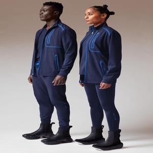 Conjunto de chaqueta y pantalón médico azul marino unisex con diseño Atlético moderno - Product Image 1