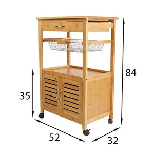 Étagère de cuisine mobile KIBamboo KIB010 au design moderne avec armoires 52x32x84cm en chêne - Product Image 5