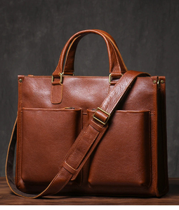 MORGANS INDUSTRIES Classic Genuine Leather Laptop Briefcase with Shoulder Strap Durable Work Bag Zipper Closure Waterproof Brown - Product Image 4