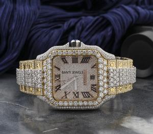 Luxury Iced Out Moissanite Watch with Roman Dial Hip Hop <b>Jewellery</b> Diamond Bustdown Watch - Product Image 1
