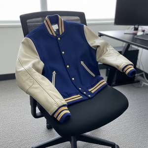 Chaquetas Universitarias Bordadas Personalizadas al por Mayor, Chaqueta Bomber de Béisbol Universitaria para Hombre, Forro de Lana de Oveja, Talla Grande - Product Image 3