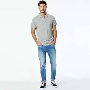 T-shirts de golf d'été avec logo personnalisé pour hommes en coton respirant pour polos de grande taille en jersey compressé à motif solide - Product Image 4