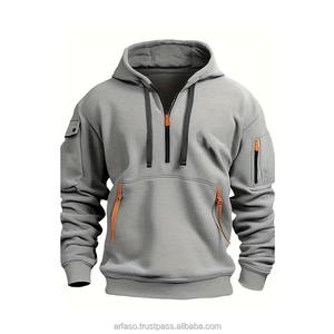 2025 hommes Vintage demi-fermeture éclair coton sweats personnalisé usine ODM haute qualité col montant sweats à capuche zippés pour l'hiver - Product Image 3