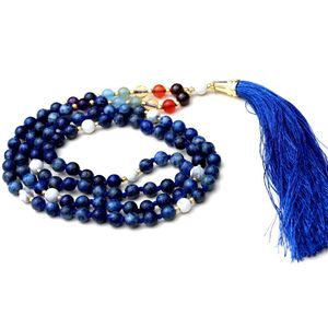 Nouveau Design fait à la main 108 perles Mala nouées 7 Chakra Yoga Pulsera Lapis Lazuli artiste indien mode perlé hindouisme fiançailles - Product Image 5