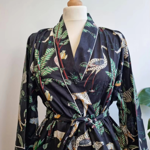 Vestido tipo Kimono de algodón, ropa de dormir suave y cómoda de otoño, bata con Estampado de jungla para ropa de playa o regalo para ella - Product Image 1