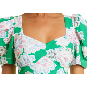 Robe Tanya Taylor Danielle pour Kelly Green, motif floral, tailles XS-XL, col carré, décolleté sans bretelles, doublure naturelle respirante, idéale pour la journée - Product Image 2