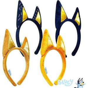 Lot de 4 accessoires de fête d'anniversaire bleus sous licence, comprenant un serre-tête à oreilles d'animaux bleus et des oreilles en peluche douces Bluey, taille unique, élastique - Product Image 1