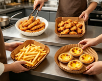 Feuilles de cuisson jetables pour friteuse à air, revêtement en silicone antiadhésif, papier absorbant la graisse et l'huile pour four