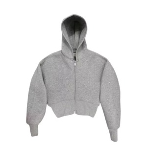 Sweat à capuche unisexe en polaire 100% coton personnalisé avec strass, motif scintillant en cristal, streetwear, vente en gros - Product Image 2