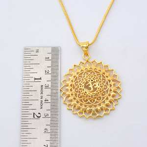 Colgante de Mandala Om de latón religioso hecho a mano para mujer, joyería espiritual chapada en oro, joyería de Festival al por mayor - Product Image 2