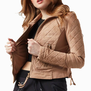 Veste en cuir suédé pour femmes, manteau de motard élégant et ajusté, vêtements d'extérieur décontractés, veste de moto vintage souple en faux daim pour femmes - Product Image 2