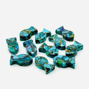 Piedra preciosa turquesa de cobre Natural, 7x14mm, tallado en forma de pez, increíbles ingredientes de joyería para abalorios sueltos, fabricación de joyas raras - Product Image 2