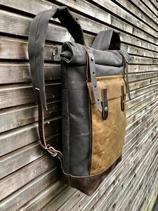 Sac à dos de luxe en cuir et toile, classique, pour voyage, randonnée, école, ordinateur portable, respirant, léger, grande capacité, fabrication - Product Image 4