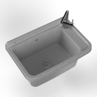 Lavabo mural moderne Mongardi N2 7832C24 fabriqué en Italie, structure en PP durable, résistant aux intempéries, pieds réglables, drain complet