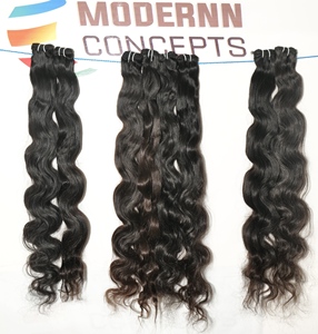 Vente en gros 100% Extensions de cheveux Remy non transformés Temple indien brut vierge naturel brillant couleur Bodywave faisceaux 1B Wave Curl perruques - Product Image 5