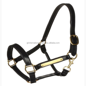 Licou de cheval en cuir souple rembourré entièrement réglable noir ou marron de haute qualité dans toutes les tailles personnalisées avec plaque nominative et matériel en laiton - Product Image 2