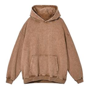 Sweats à capuche surdimensionnés 100% coton pour femmes Logo personnalisé brodé Style coréen sweats unis doublés décontracté pour l'automne/hiver - Product Image 3