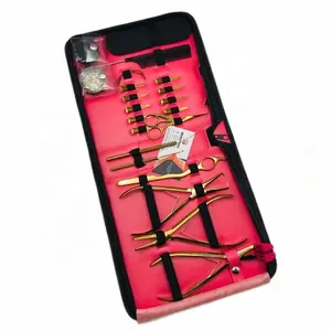 Tape in Pliers Hair Extensions With Silicon Pads, Gold Plated Micro Bead Hair Extension Tools Set With Private Label Case