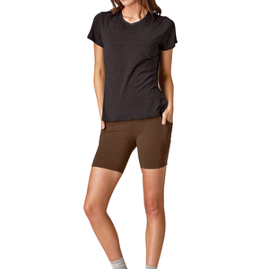 Shorts de Yoga para Mujer, Cintura Alta, Elásticos, Sólidos, Transpirables, Ecológicos, 100% Nailon, Compresión Elástica, para Entrenamiento y Gimnasio - Product Image 3