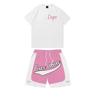 High Quality <b>Polyester</b> <b>T</b> <b>Shirt</b> and Shorts Set Casual Wear for Men Low MOQ Apparel Factory Custom Woven Labels - Product Image 1
