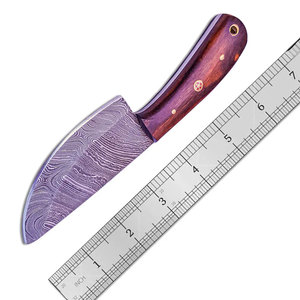 Couteau de chasse en acier Damas à lame fixe multifonctionnel personnalisable fait à la main avec manche en bois Support OEM - Product Image 2