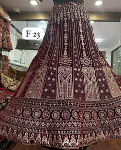 Dupatta de red suave con Choli semicosido de doble lata Lehenga de terciopelo de trabajo pesado y estilo de 2,5 m para exportación de Ropa Étnica - Product Image 6