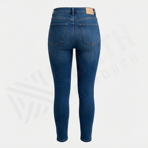 Pantalones de Mezclilla de Alta Calidad para Mujer, Cintura Alta, Holgados, Ajustados, Elegantes, Color Personalizado, con Botones, Transpirables, de Algodón, Estilo Lápiz - Product Image 2