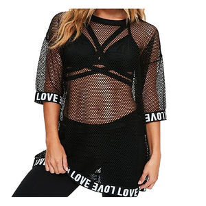 Camiseta cuadrada de malla atlética informal para mujer, venta al por mayor de verano, Jersey corto de poliéster con patrón sólido sublimado con logotipo teñido liso - Product Image 5