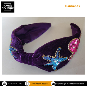 Personnalisation disponible pour les bandeaux brodés à la main pour filles, motifs pieuvre, poisson et étoile de mer, pour fêtes et activités de plein air, en promotion - Product Image 3