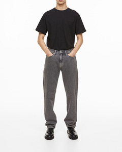 Vaqueros de mezclilla bordados de alta calidad, 100% algodón Pima peinado, lavados, estilo urbano, holgados, rectos, azules, estilo hip hop, personalizados por el fabricante. - Product Image 1