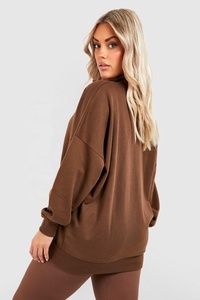 Sweat-shirt en molleton de coton surdimensionné pour femme, demi-zip/quarter-zip, coupe-vent et respirant, tailles personnalisables, fabrication OEM - Product Image 2