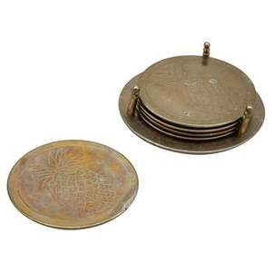 Dessous de verre en laiton et métal antiques Dessous de verre en métal de forme ronde pour la conception martelée dans les prix de gros - Product Image 5