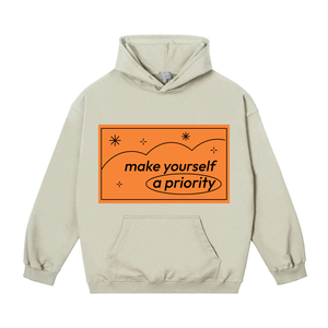 Soyez un Prioritaire : Sweat à Capuche Unisexe Oversize en Coton French Terry Décontracté pour l'Automne, Streetwear avec Logo Imprimé sur le Devant - Product Image 3