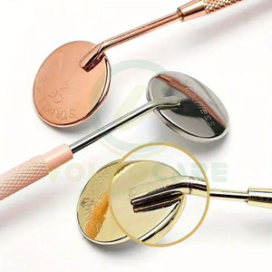 Espejo de pestañas de acero inoxidable, 1 Uds., espejo de maquillaje redondo de mano portátil disponible en todos los diseños y estilos - Product Image 3