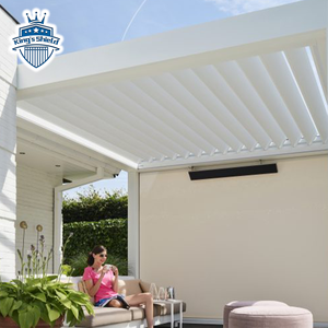 Color y Tamaño Personalizables, Pérgola Plana Transparente con Ajuste Eléctrico de Láminas, Persiana Enrollable Eléctrica con <span class=keywords><strong>Banda</strong></span> de Luces LED - Product Image 1