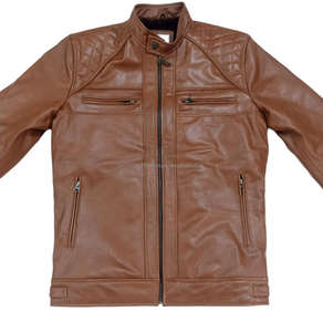 Chaquetas de cuero genuino marrón Vintage para hombre, chaquetas clásicas de estilo motorista de alta calidad para exteriores, senderismo, aspecto real, para hombre - Product Image 2