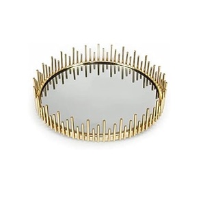 Prix de gros Plat de service Forme arrondie Hôtel Ware Miroir Plateau de service Bas prix Miroir Plateau de service Chaîne Design fait à la main - Product Image 2