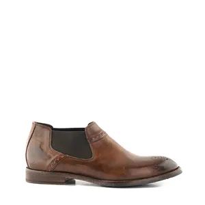 HIGH QUALITY MAN CLASSIC SHOES LIGHT BROWN LEATHER, BAND ELASTIC LIGHT, COMFORTABLE MADE IN ITALY