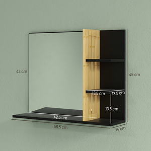 HOMCOM-Espejo moderno de 4 niveles de madera montado en la pared, 45x15x58,5 cm, negro - Product Image 3