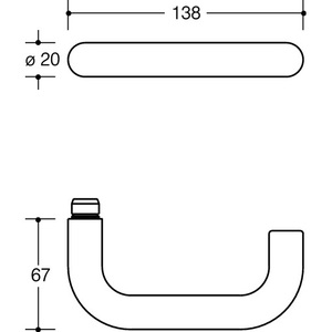 Juego de Manijas para Puertas y Ventanas con Roseta 111R01.130, Plástico, Forma de U de 90°, PZ DIN, Izquierda/Derecha, D/D HEWI - Product Image 4