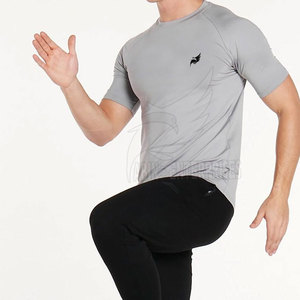 Camiseta Deportiva de Secado Rápido con Mangas Raglán Grises para Hombre, Talla XXL, con Logotipo de Águila Estampado en la Parte Delantera, Diseño Ajustado con Cuello Redondo, Ropa Deportiva - Product Image 6