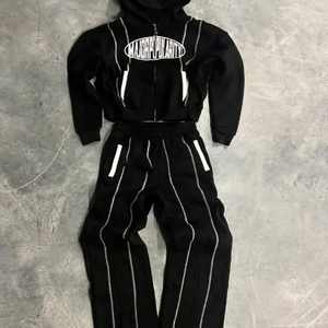 ชุดวอร์ม2ชิ้นสำหรับผู้ชายชุดเสื้อฮู้ดกางเกงเหงื่อแบบมีซิปชุดวอร์มสำหรับใส่450GSM ผ้าคอตตอน100% ออกแบบได้ตามต้องการ - Product Image 2